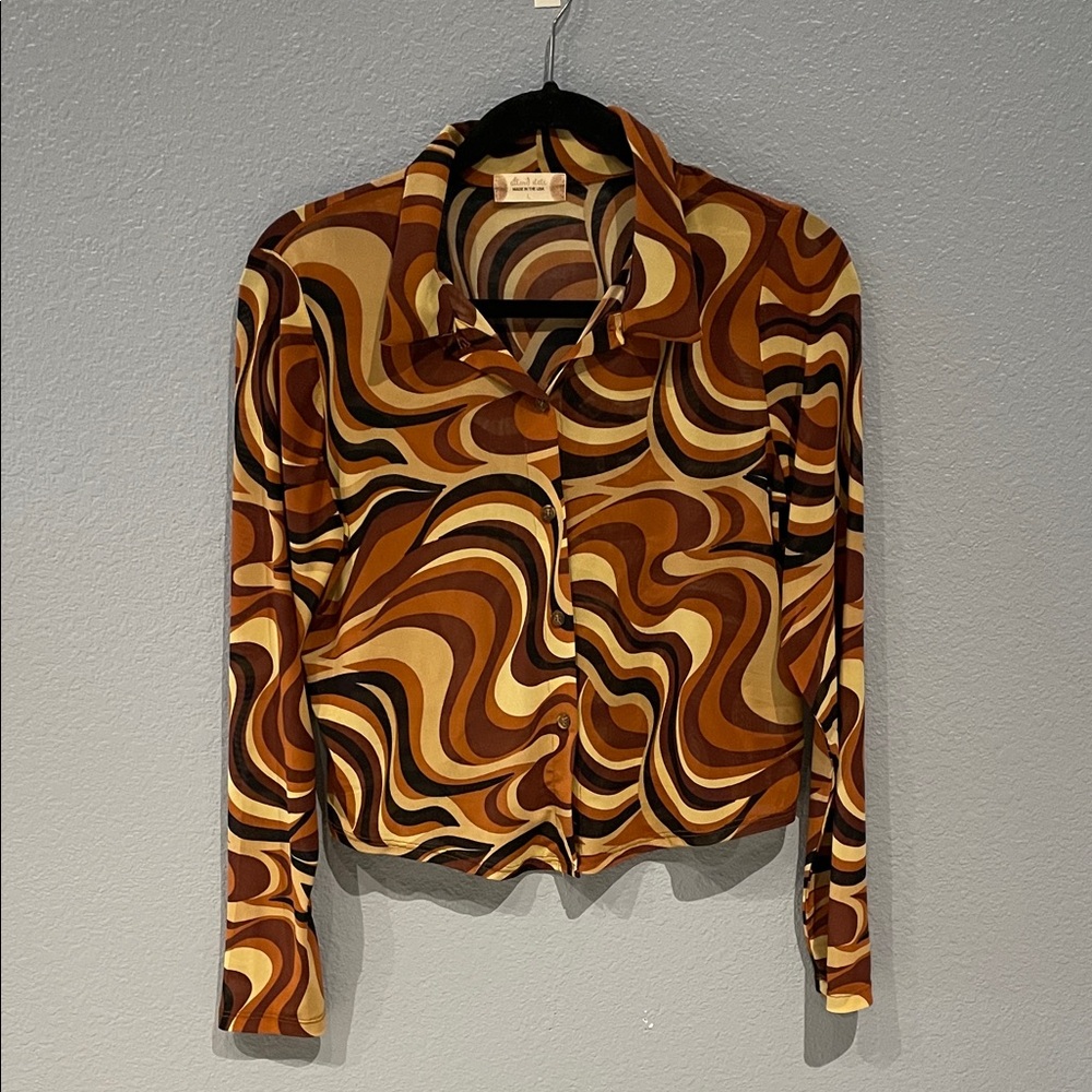 ALTAR’D STATE Swirl Pattern Button-Up Blouse